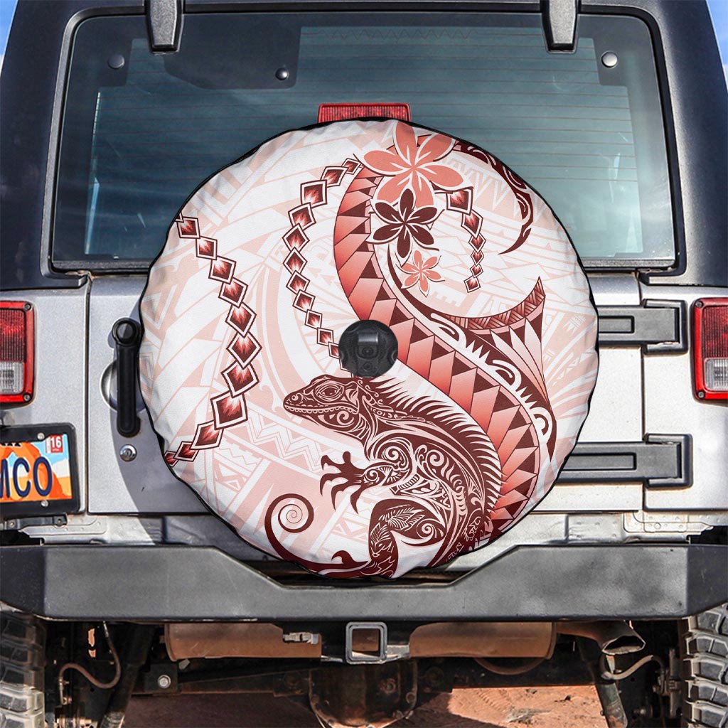 Red Maori Tuatara Spare Tire Cover Luxury Pastel Pattern