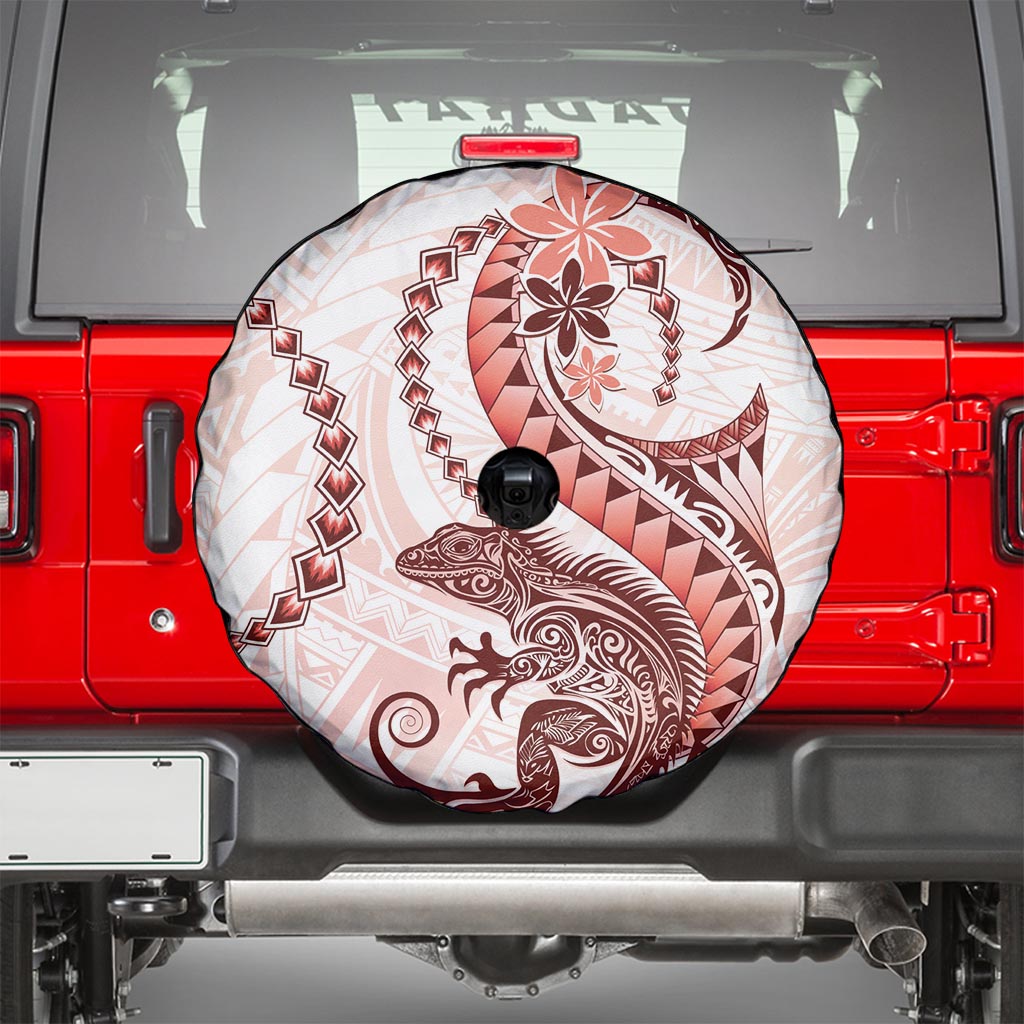 Red Maori Tuatara Spare Tire Cover Luxury Pastel Pattern LT01 - Polynesian Pride