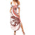Red Maori Tuatara Summer Maxi Dress Luxury Pastel Pattern