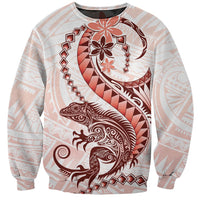 Red Maori Tuatara Sweatshirt Luxury Pastel Pattern LT01 Unisex Red - Polynesian Pride