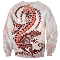 Red Maori Tuatara Sweatshirt Luxury Pastel Pattern LT01 - Polynesian Pride