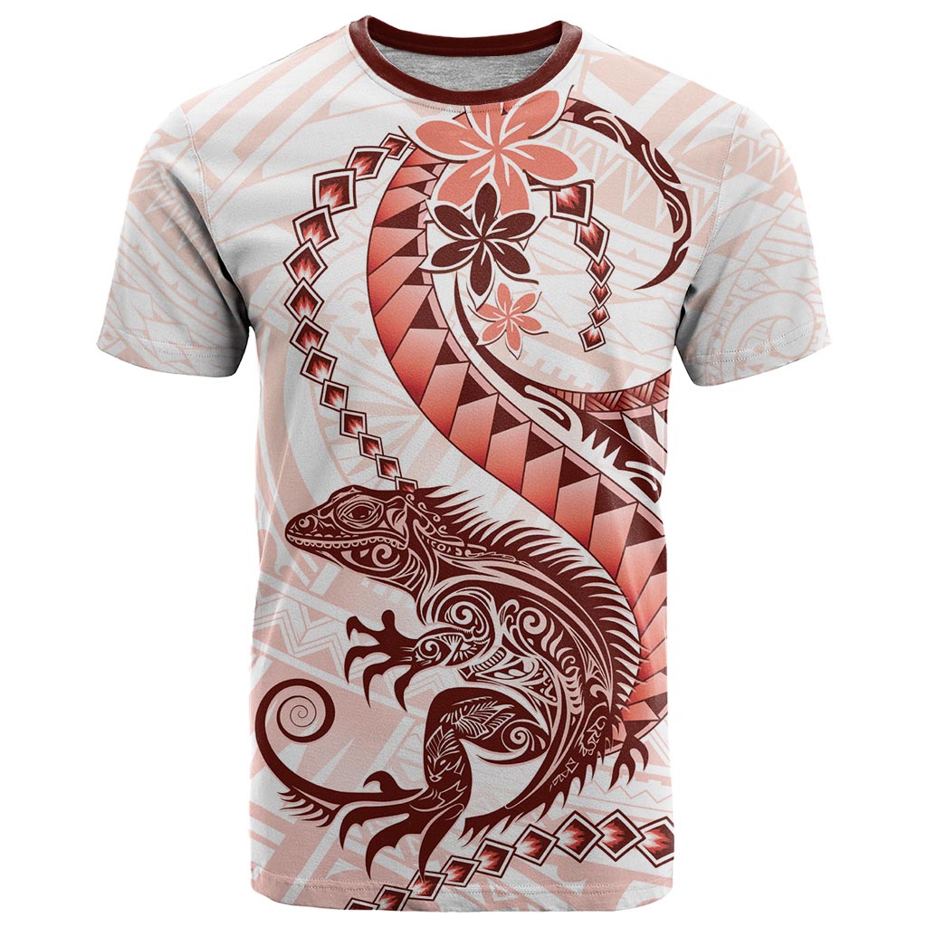 Red Maori Tuatara T Shirt Luxury Pastel Pattern