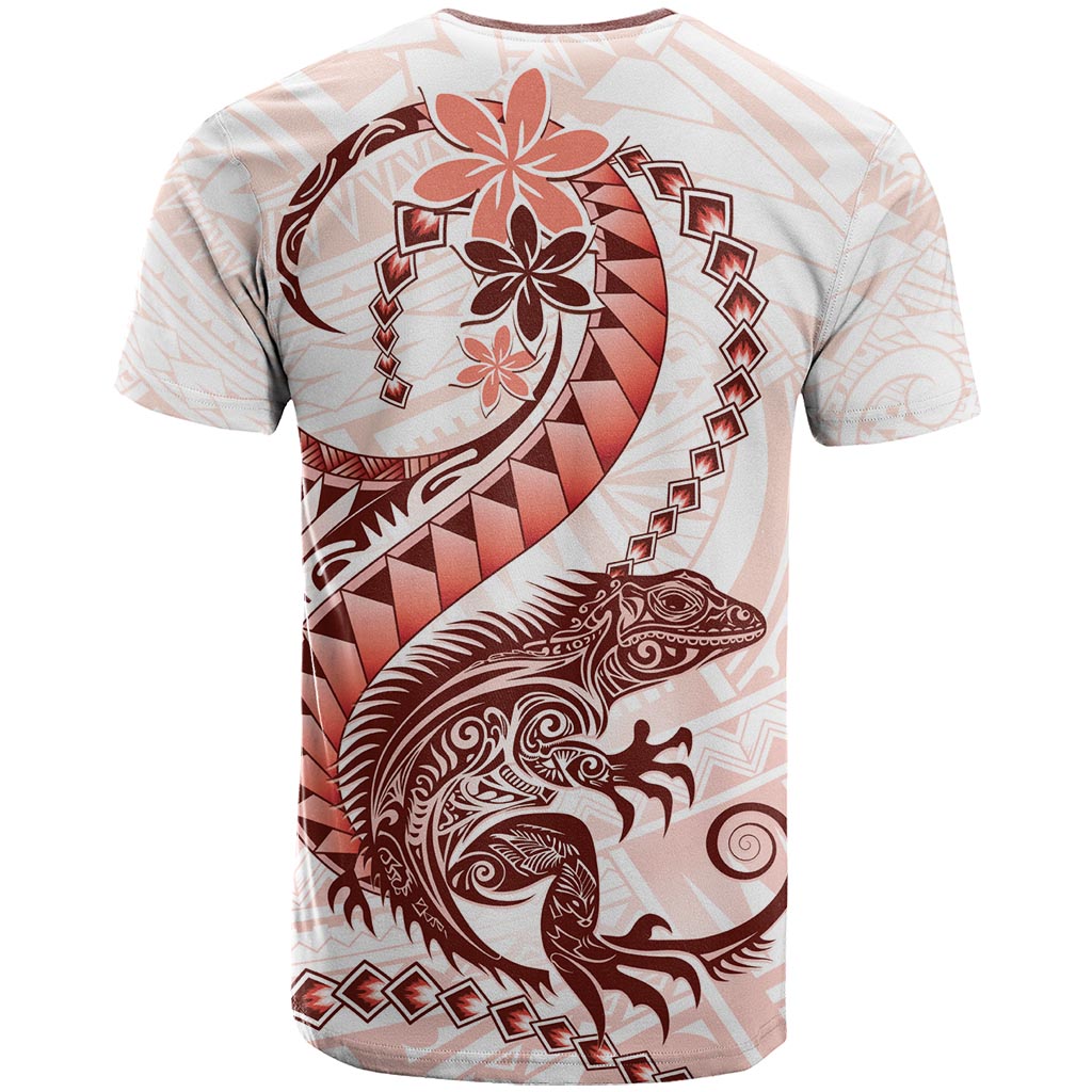 Red Maori Tuatara T Shirt Luxury Pastel Pattern