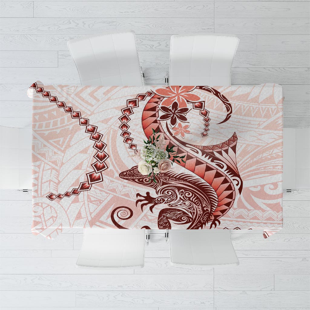 Red Maori Tuatara Tablecloth Luxury Pastel Pattern LT01 Red - Polynesian Pride