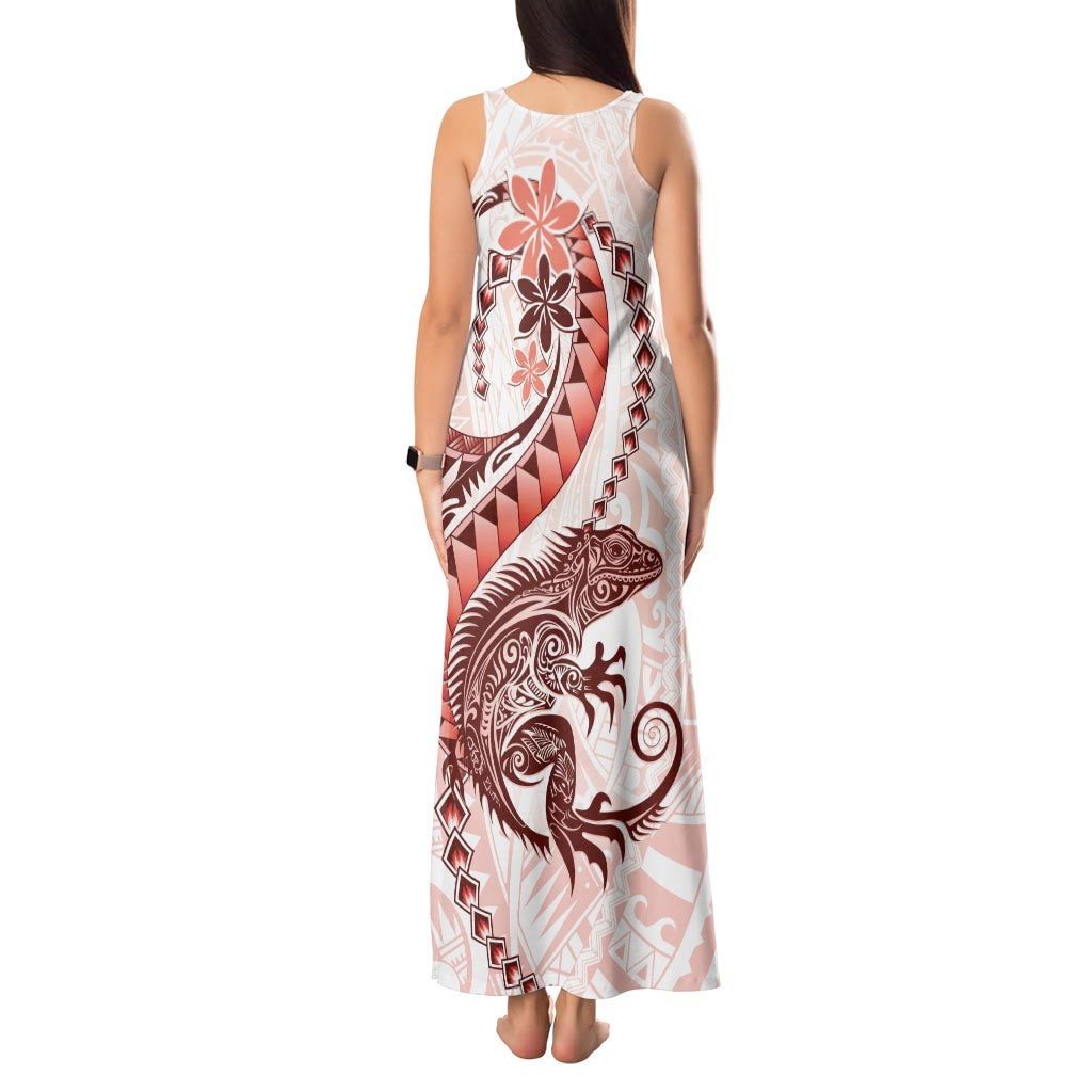 Red Maori Tuatara Tank Maxi Dress Luxury Pastel Pattern LT01 - Polynesian Pride