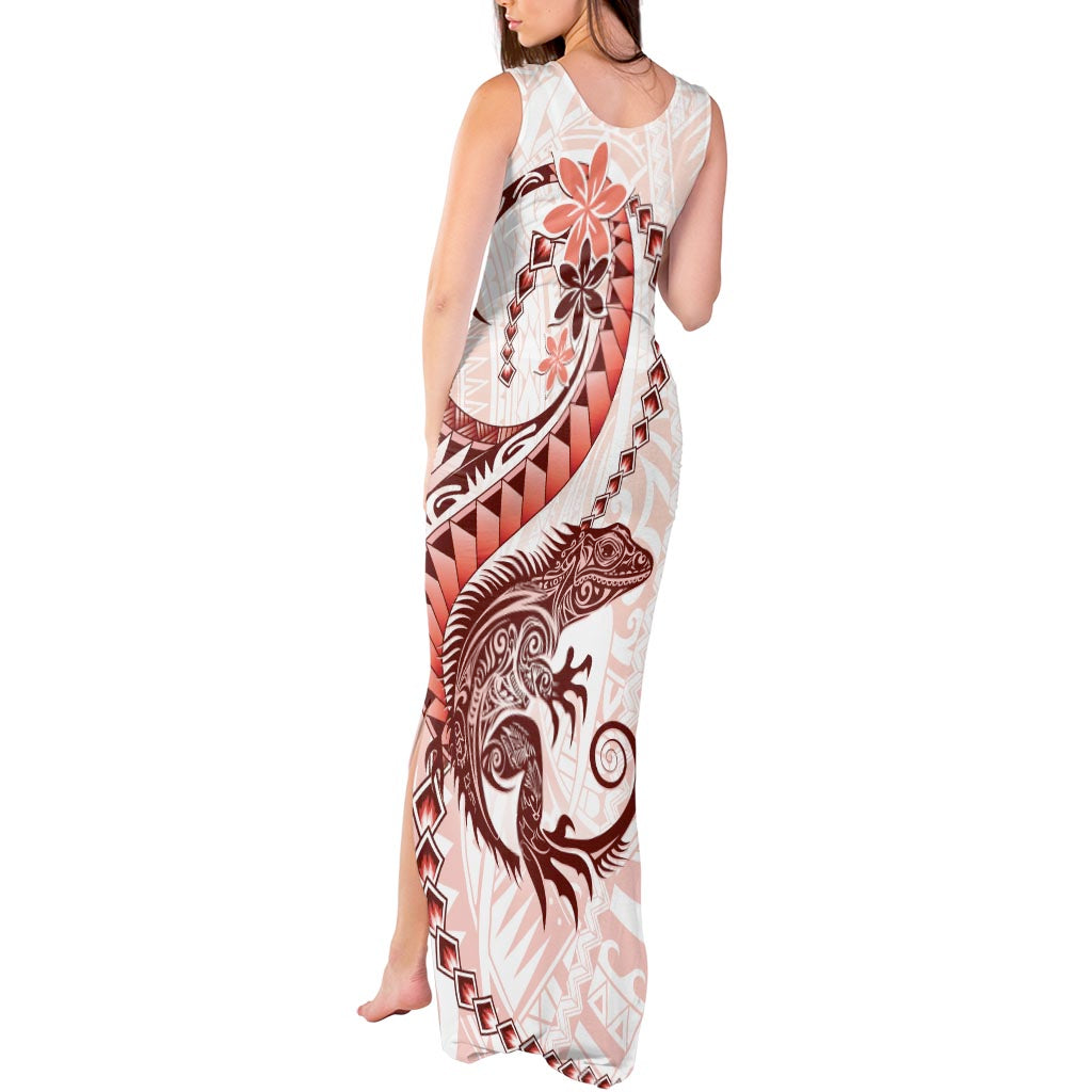 Red Maori Tuatara Tank Maxi Dress Luxury Pastel Pattern LT01 - Polynesian Pride