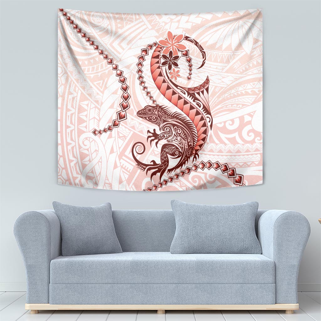 Red Maori Tuatara Tapestry Luxury Pastel Pattern