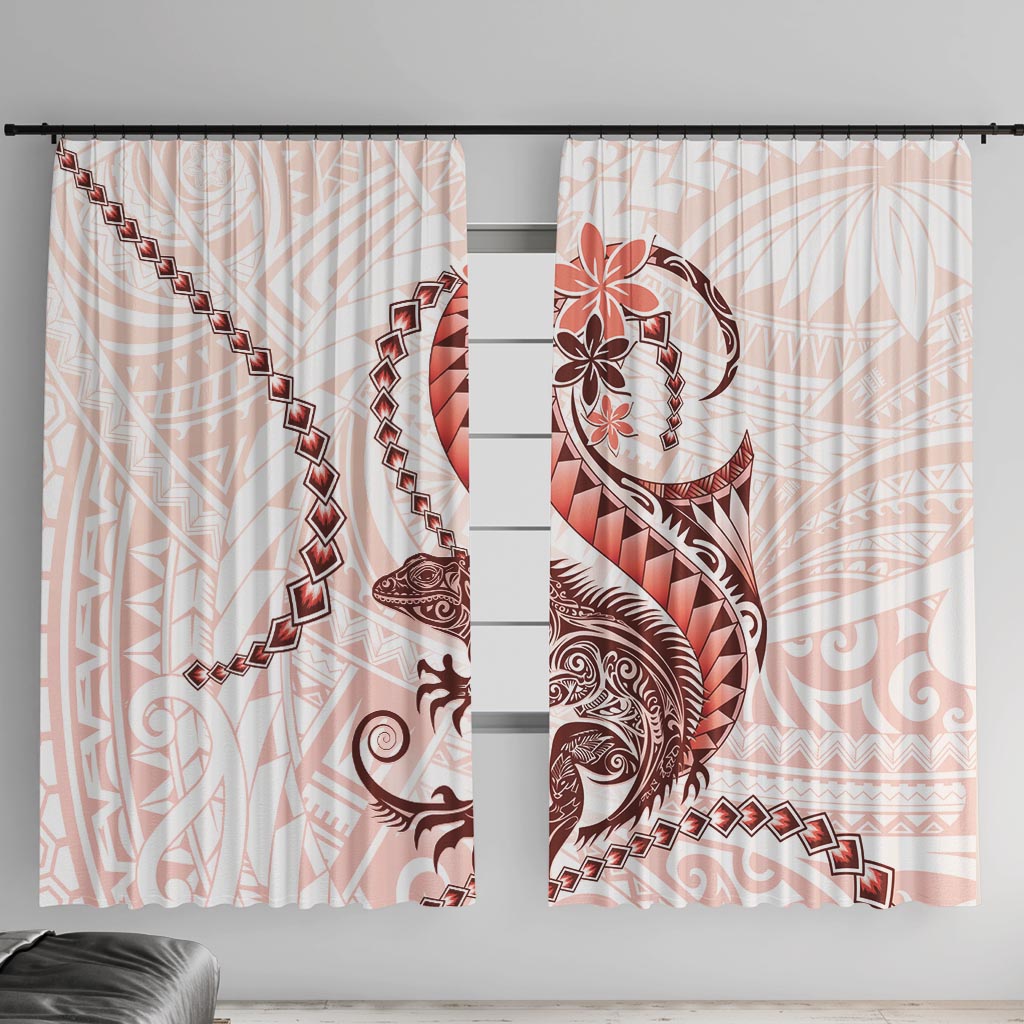 Red Maori Tuatara Window Curtain Luxury Pastel Pattern