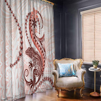 Red Maori Tuatara Window Curtain Luxury Pastel Pattern LT01 - Polynesian Pride