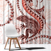 Red Maori Tuatara Window Curtain Luxury Pastel Pattern LT01 - Polynesian Pride