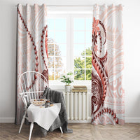 Red Maori Tuatara Window Curtain Luxury Pastel Pattern LT01 - Polynesian Pride