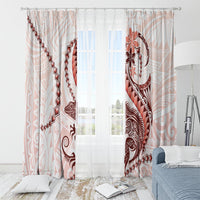 Red Maori Tuatara Window Curtain Luxury Pastel Pattern LT01 - Polynesian Pride