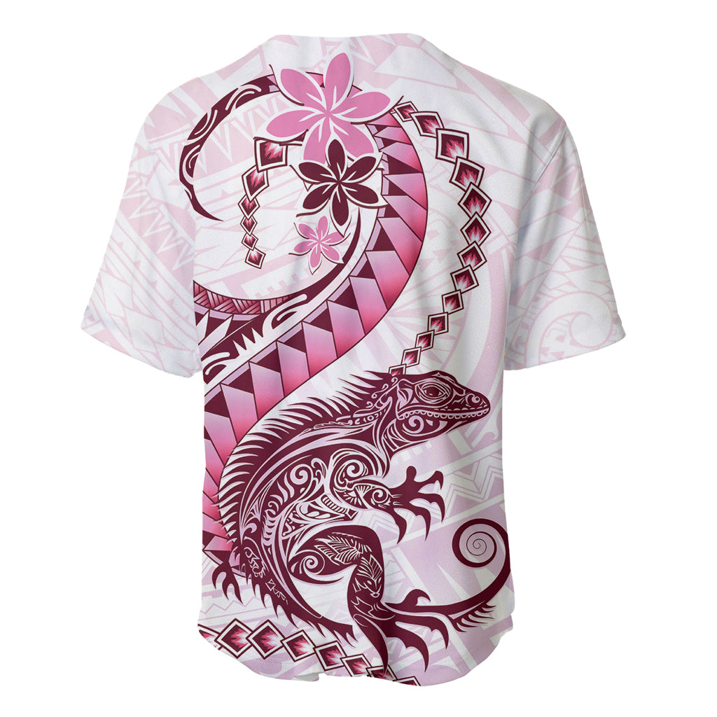 Pink Maori Tuatara Baseball Jersey Luxury Pastel Pattern