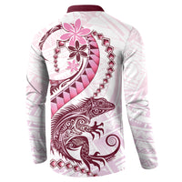 Pink Maori Tuatara Button Sweatshirt Luxury Pastel Pattern