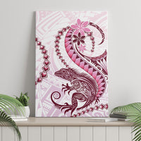 Pink Maori Tuatara Canvas Wall Art Luxury Pastel Pattern LT01 - Polynesian Pride