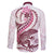 Pink Maori Tuatara Family Matching Off The Shoulder Long Sleeve Dress and Hawaiian Shirt Luxury Pastel Pattern