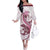 Pink Maori Tuatara Family Matching Off The Shoulder Long Sleeve Dress and Hawaiian Shirt Luxury Pastel Pattern