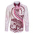 Pink Maori Tuatara Family Matching Off Shoulder Short Dress and Hawaiian Shirt Luxury Pastel Pattern