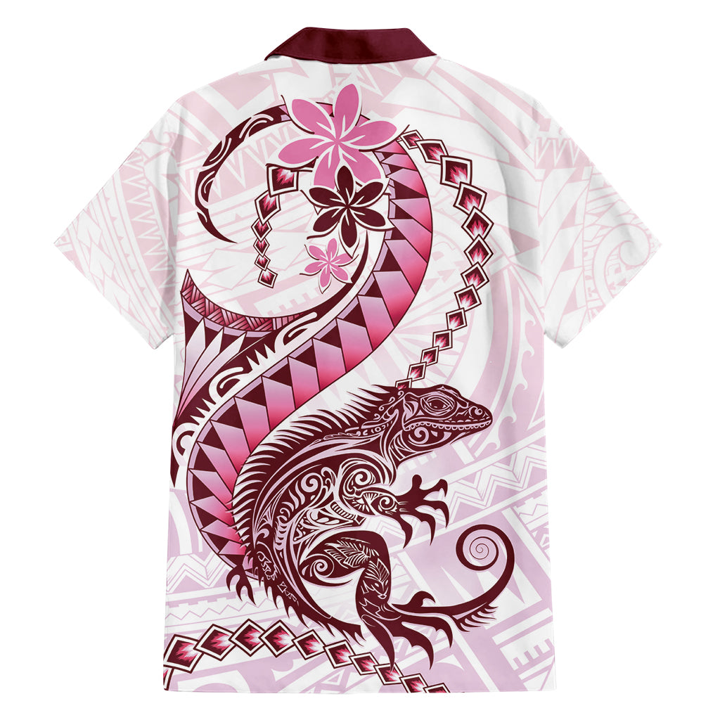 Pink Maori Tuatara Family Matching Short Sleeve Bodycon Dress and Hawaiian Shirt Luxury Pastel Pattern