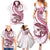 Pink Maori Tuatara Family Matching Summer Maxi Dress and Hawaiian Shirt Luxury Pastel Pattern