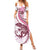 Pink Maori Tuatara Family Matching Summer Maxi Dress and Hawaiian Shirt Luxury Pastel Pattern