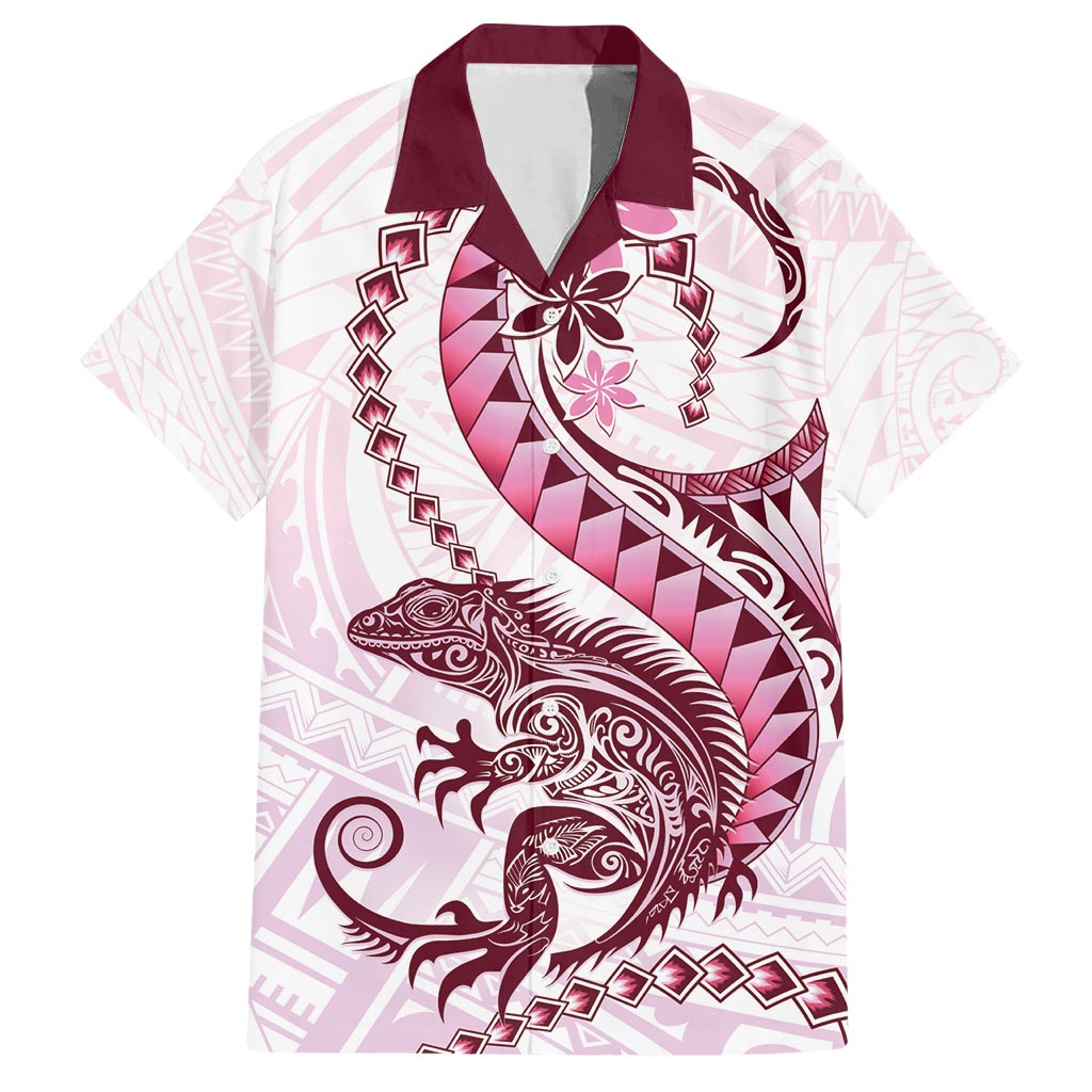 Pink Maori Tuatara Hawaiian Shirt Luxury Pastel Pattern