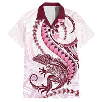 Pink Maori Tuatara Hawaiian Shirt Luxury Pastel Pattern LT01 Pink - Polynesian Pride