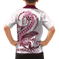 Pink Maori Tuatara Kid Hawaiian Shirt Luxury Pastel Pattern