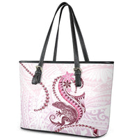 Pink Maori Tuatara Leather Tote Bag Luxury Pastel Pattern LT01 - Polynesian Pride