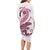 Pink Maori Tuatara Long Sleeve Bodycon Dress Luxury Pastel Pattern