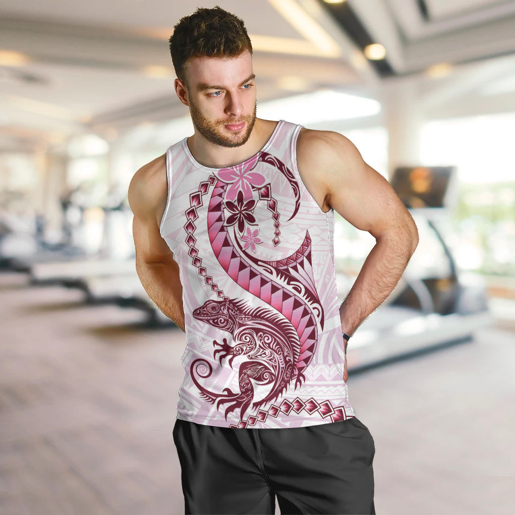 Pink Maori Tuatara Men Tank Top Luxury Pastel Pattern