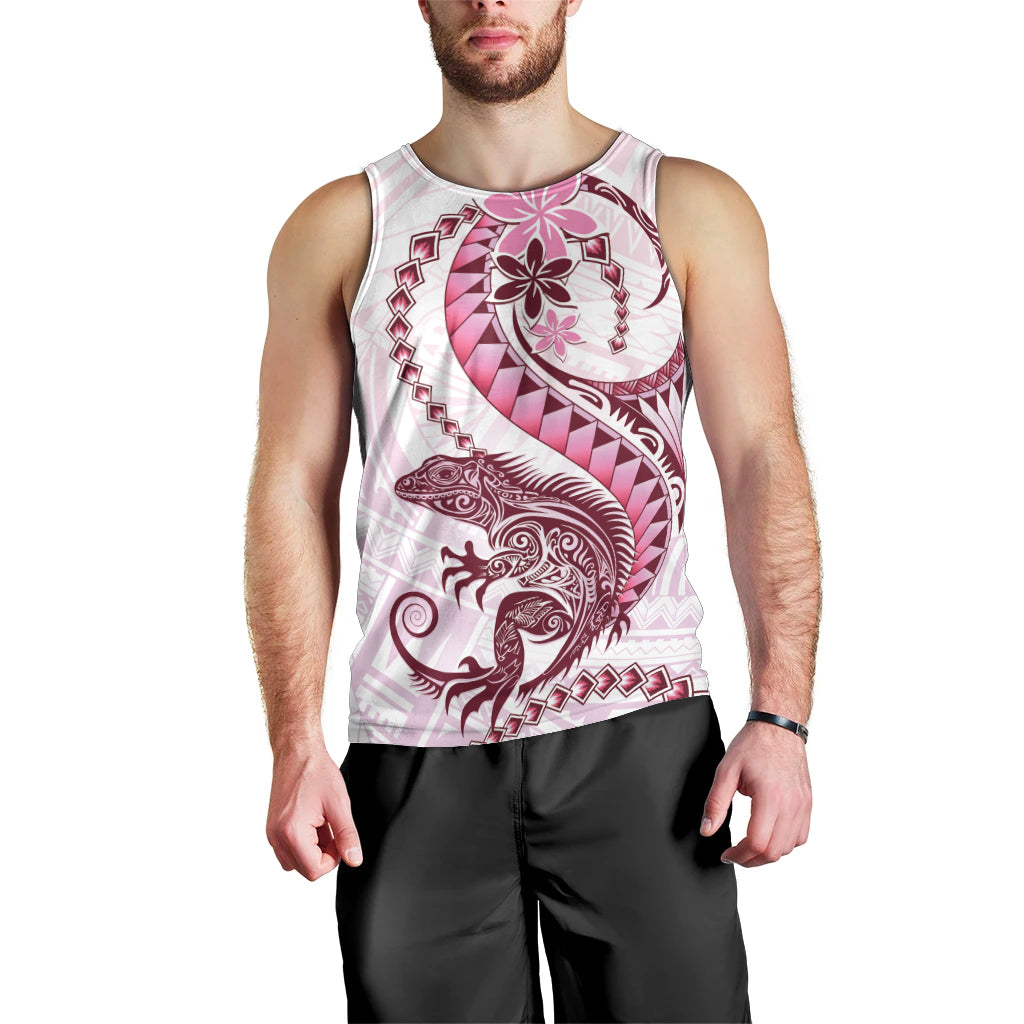 Pink Maori Tuatara Men Tank Top Luxury Pastel Pattern LT01 - Polynesian Pride
