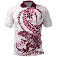 Pink Maori Tuatara Polo Shirt Luxury Pastel Pattern