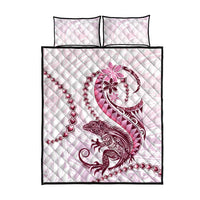 Pink Maori Tuatara Quilt Bed Set Luxury Pastel Pattern LT01 - Polynesian Pride