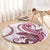 Pink Maori Tuatara Round Carpet Luxury Pastel Pattern