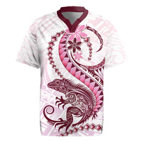 Pink Maori Tuatara Rugby Jersey Luxury Pastel Pattern
