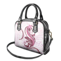 Pink Maori Tuatara Shoulder Handbag Luxury Pastel Pattern