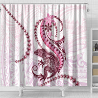 Pink Maori Tuatara Shower Curtain Luxury Pastel Pattern
