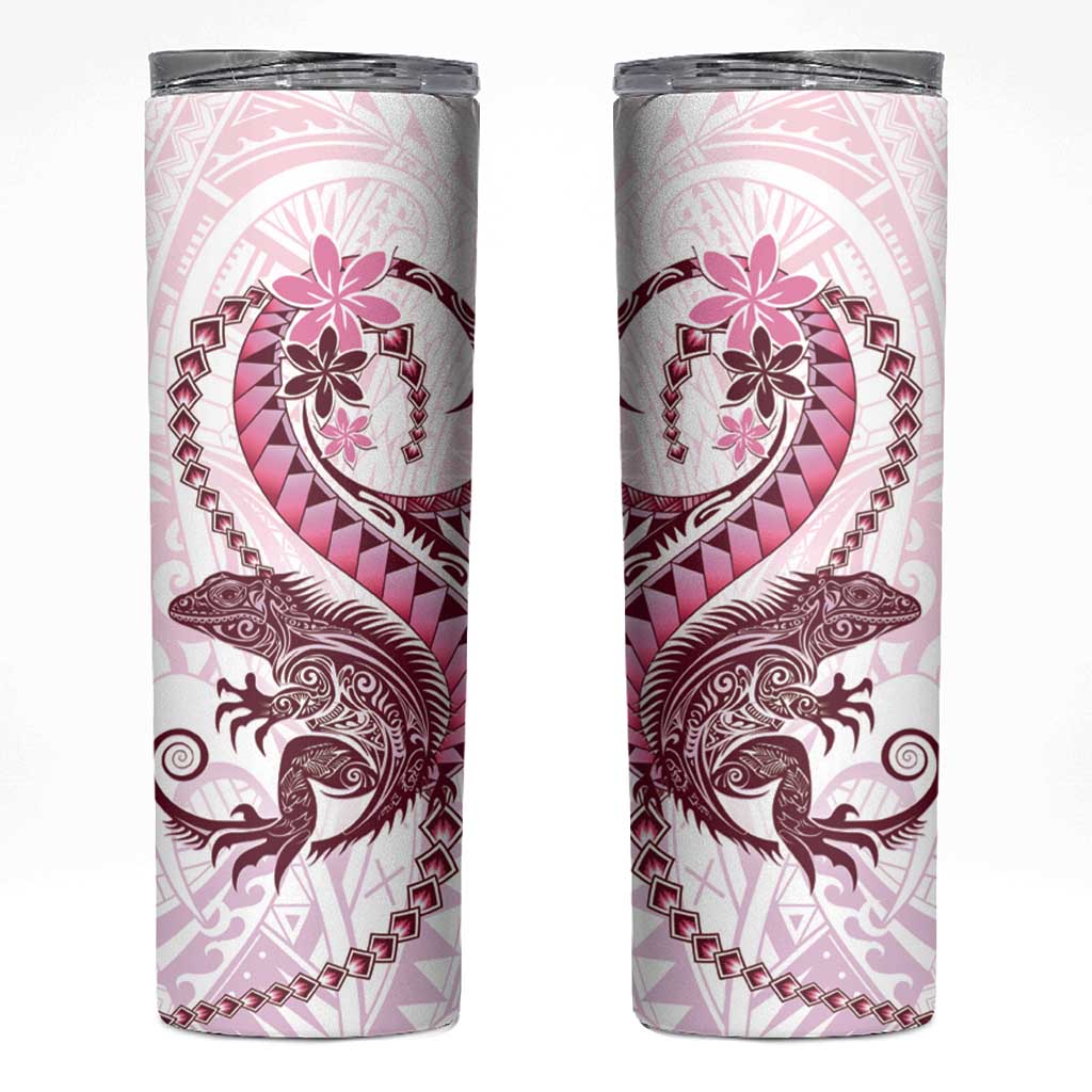 Pink Maori Tuatara Skinny Tumbler Luxury Pastel Pattern