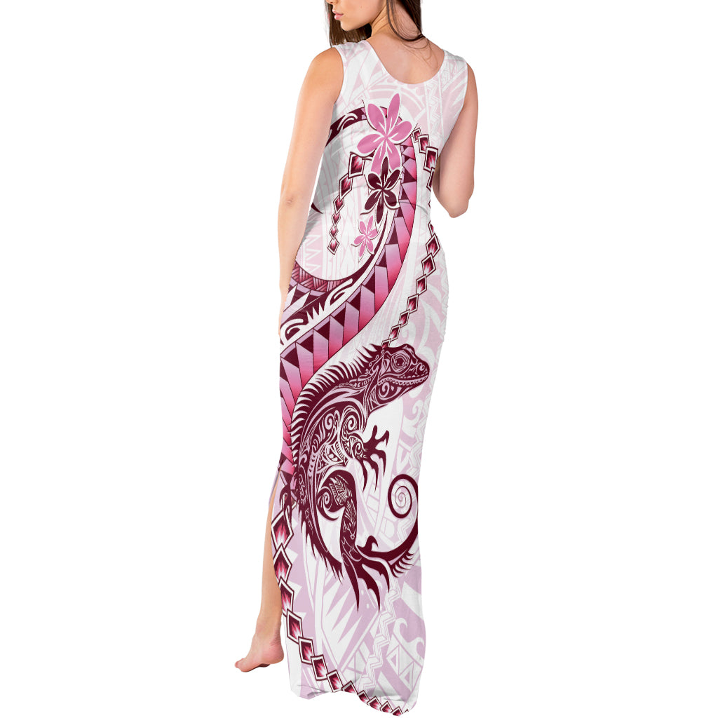 Pink Maori Tuatara Tank Maxi Dress Luxury Pastel Pattern LT01 - Polynesian Pride