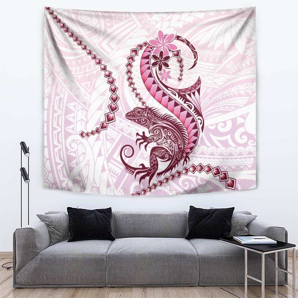 Pink Maori Tuatara Tapestry Luxury Pastel Pattern