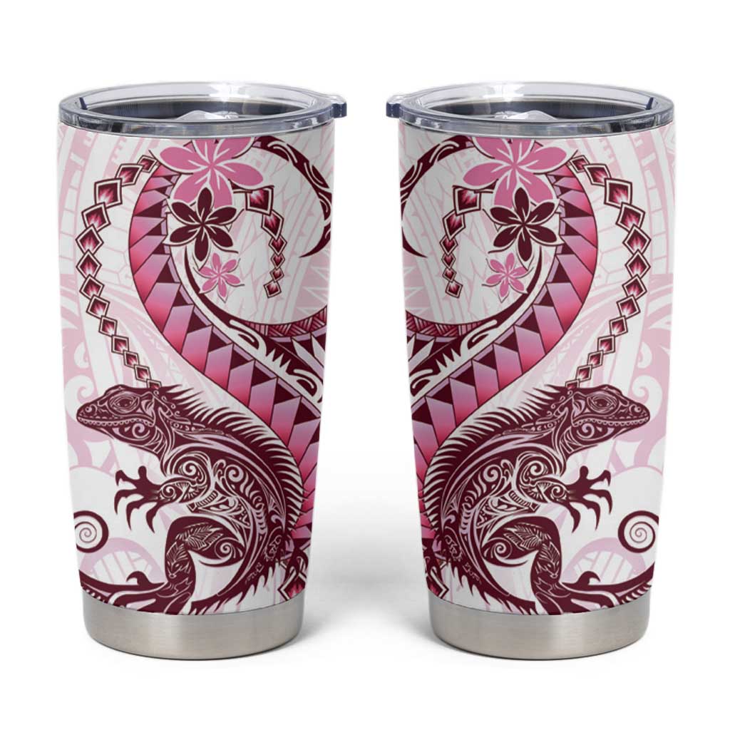 Pink Maori Tuatara Tumbler Cup Luxury Pastel Pattern