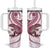 Pink Maori Tuatara Tumbler With Handle Luxury Pastel Pattern