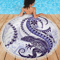 Purple Maori Tuatara Beach Blanket Luxury Pastel Pattern LT01 - Polynesian Pride
