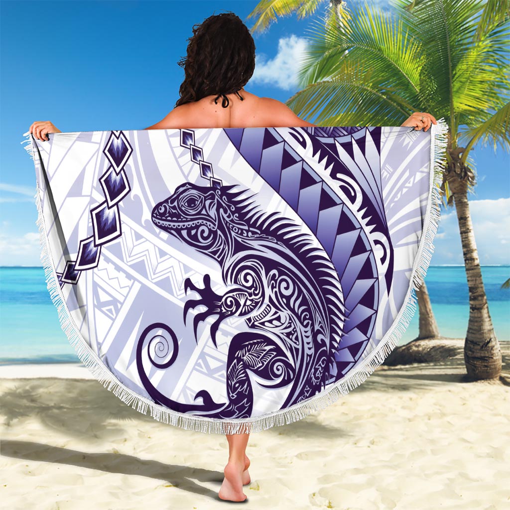 Purple Maori Tuatara Beach Blanket Luxury Pastel Pattern LT01 - Polynesian Pride