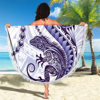 Purple Maori Tuatara Beach Blanket Luxury Pastel Pattern LT01 - Polynesian Pride