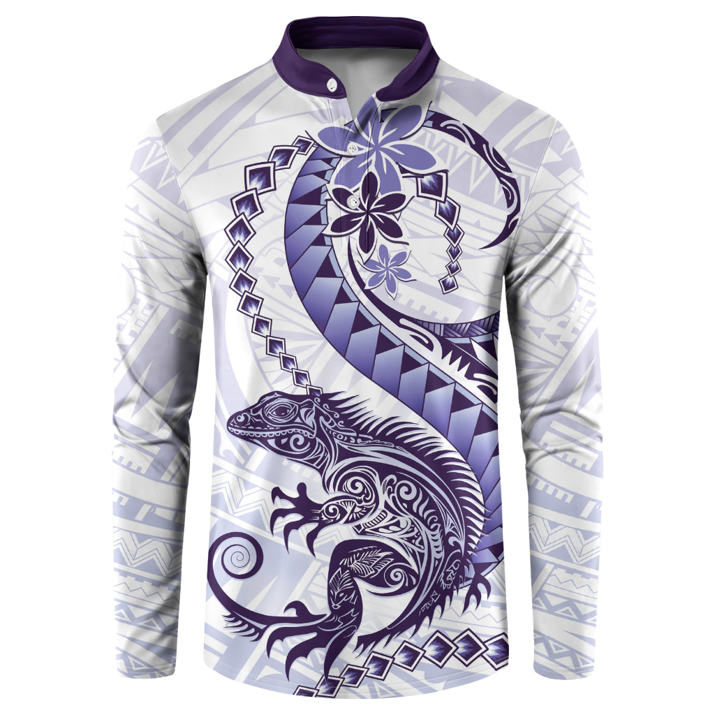Purple Maori Tuatara Button Sweatshirt Luxury Pastel Pattern LT01 Purple - Polynesian Pride