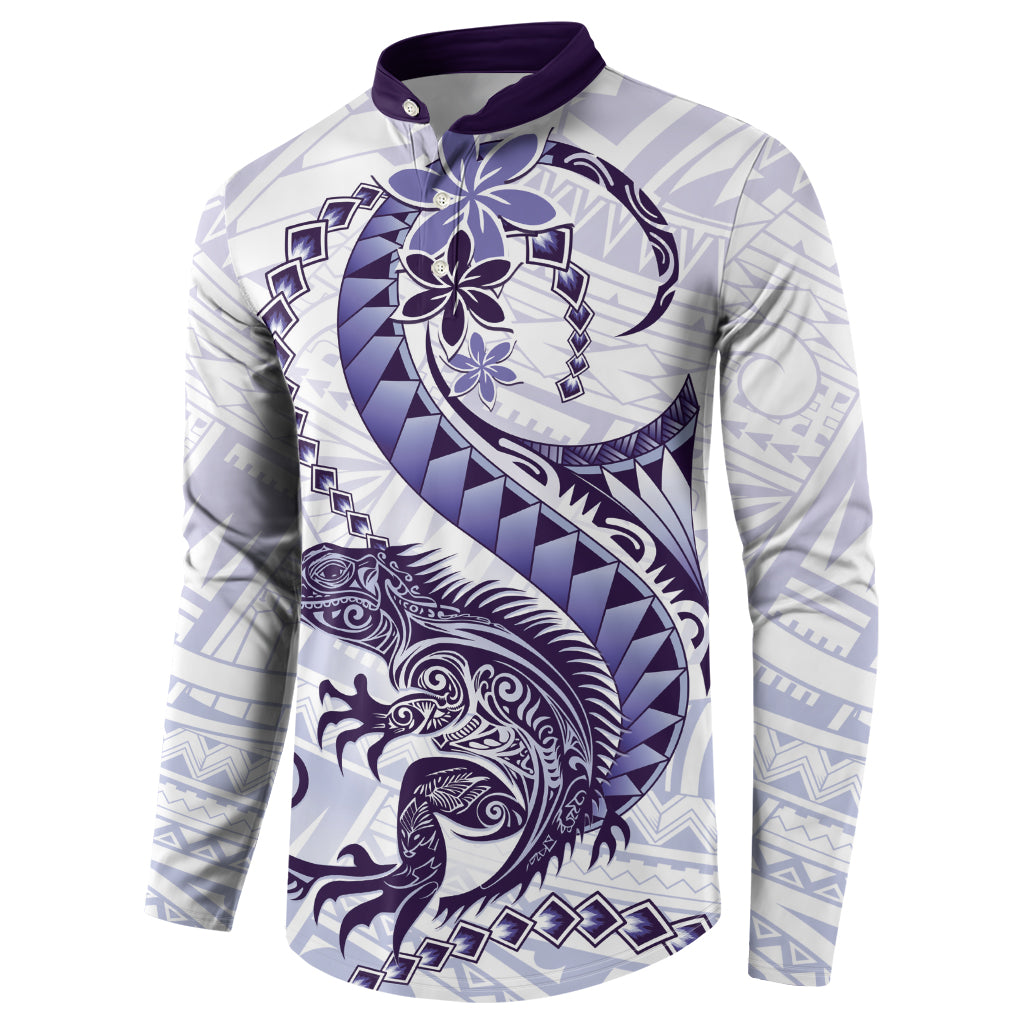 Purple Maori Tuatara Button Sweatshirt Luxury Pastel Pattern LT01 - Polynesian Pride