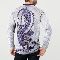 Purple Maori Tuatara Button Sweatshirt Luxury Pastel Pattern LT01 - Polynesian Pride