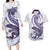 Purple Maori Tuatara Couples Matching Long Sleeve Bodycon Dress and Hawaiian Shirt Luxury Pastel Pattern